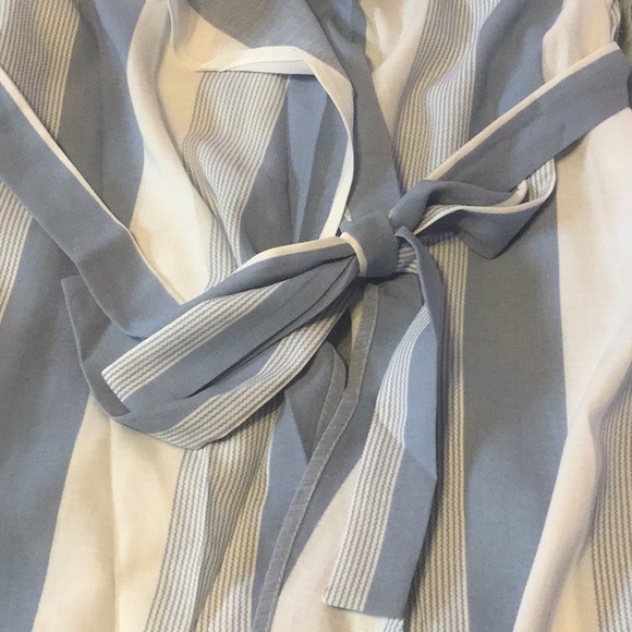 Blue Gray Stripe Sleeveless Longline Tie Top - Picture 4 of 8